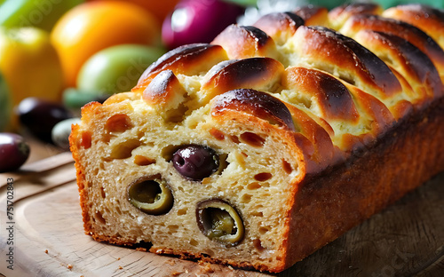 Capture the essence of Olive Loaf in a mouthwatering food photography shot