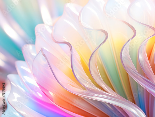 Abstract 3D render of colorful swirling ribbons in a dynamic composition