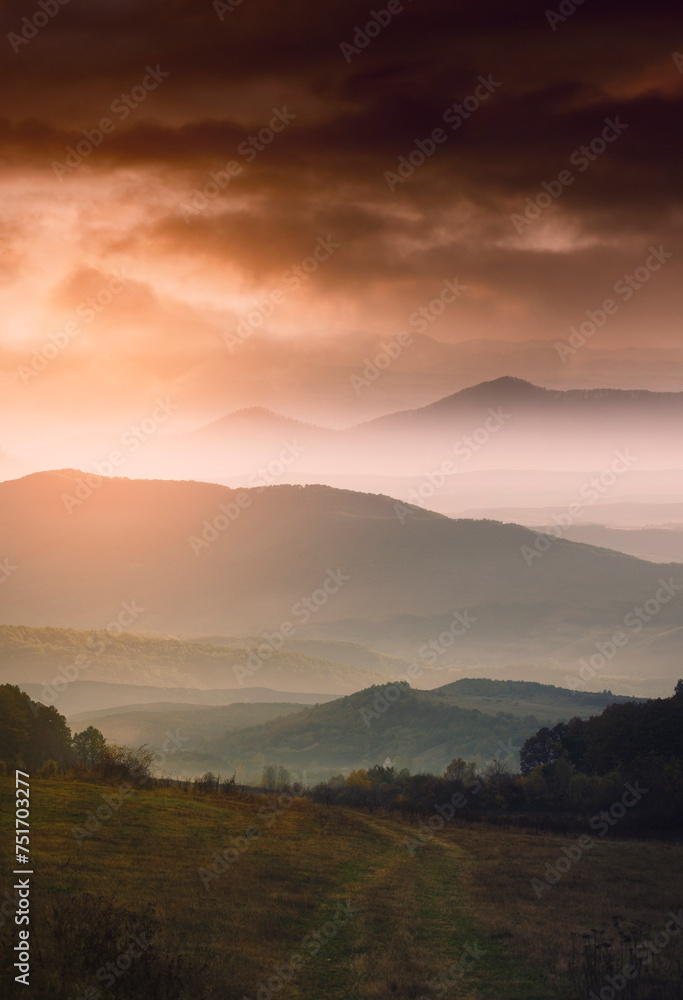 sunset over mountains, fantasy landscape sunset over mountains, fantasy landscape