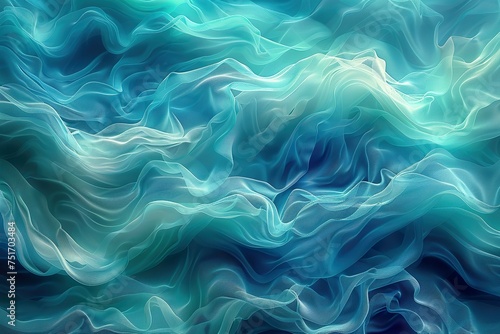 Turquoise, blue and green background texture, wavy silky pattern with different shades of light natural colors