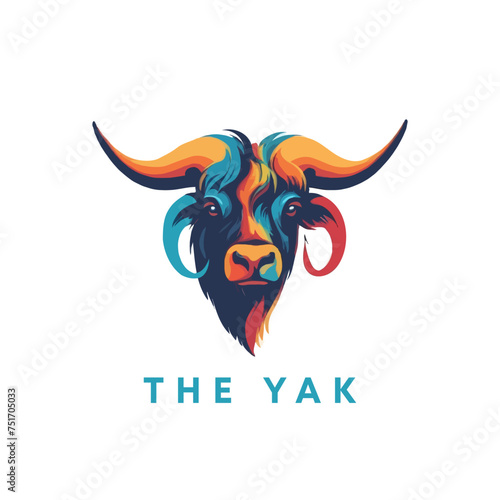 Colorful Wild yak logo. Yak Head Silhouette logo design inspiration