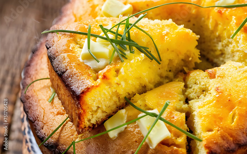 Capture the essence of Cornbread in a mouthwatering food photography shot