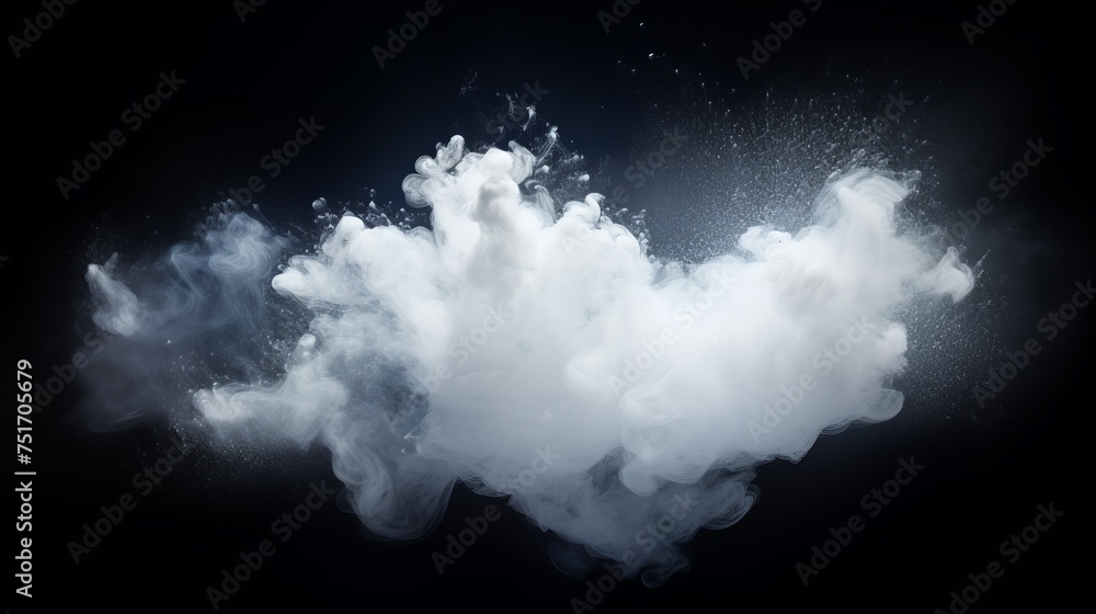 Abstract Design of White Powder Cloud on Dark Background - obrazy, fototapety, plakaty 