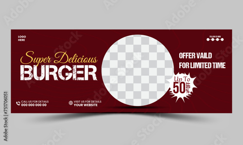 modern Burger sale food menu social media facebook cover or web banner template