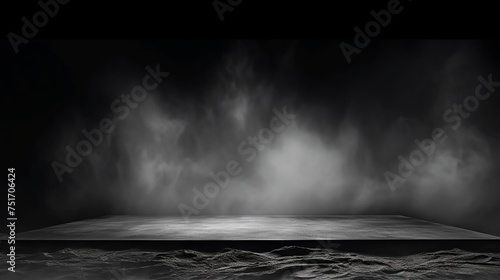 Abstract Image of Dark Concrete Floor in Room or Stage - Ideal for Product Placement