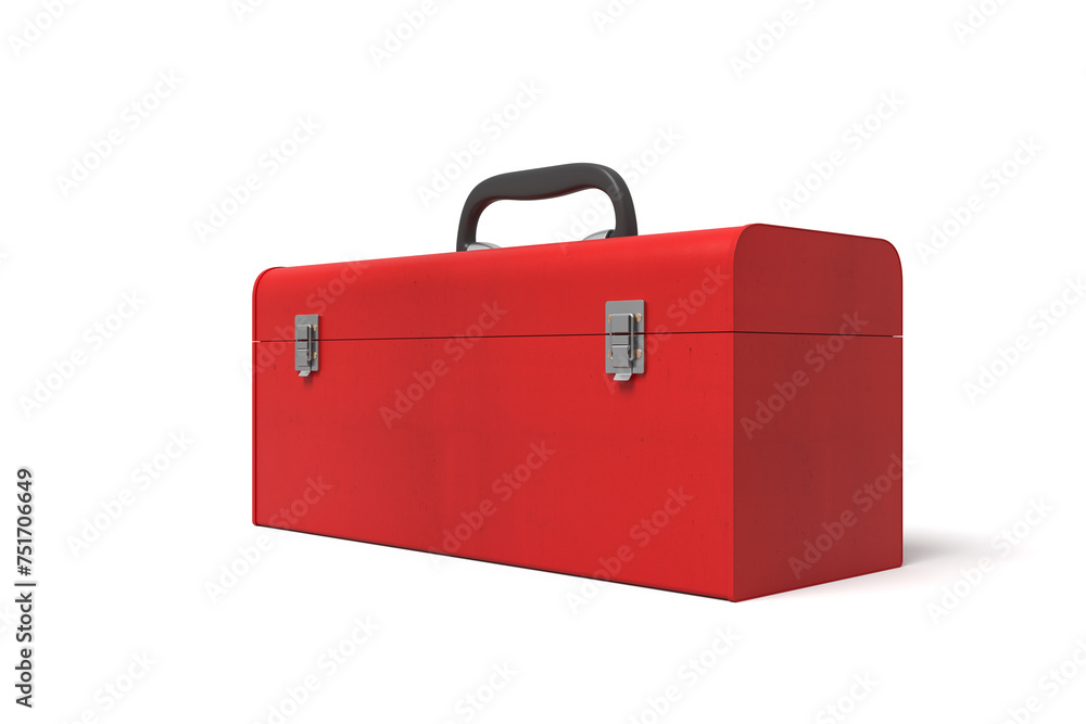Red toolbox closed on a plain backdrop Red toolbox closed on a plain backdrop