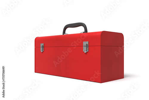 Red toolbox closed on a plain backdrop