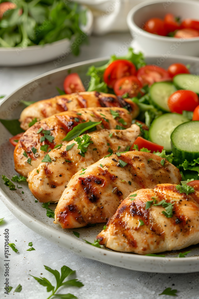 grilled turkey with vegetables in a bright kitchen grilled turkey with vegetables in a bright kitchen