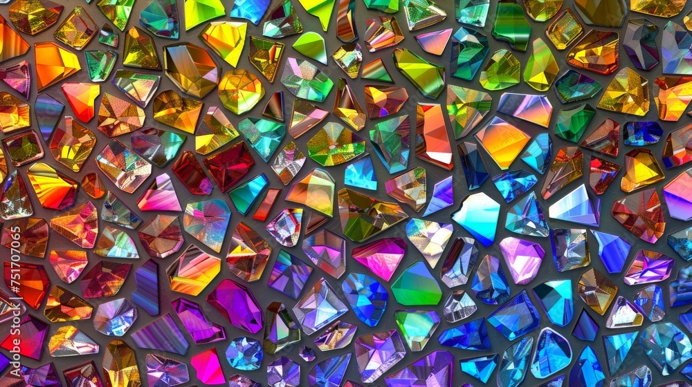 Crystal prismatic mosaic pattern seamless background image, in the style of stained glass Crystal prismatic mosaic pattern seamless background image, in the style of stained glass