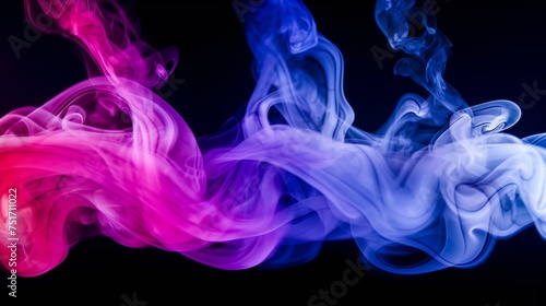 Blue, Pink, and Purple Vape Smoke on Isolated Black Background