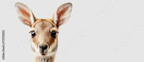 a close up of a deer's face with very long ears and a surprised look on it's face.