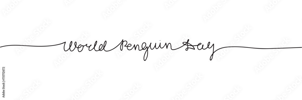 World Penguin Day line art text banner. Hand drawn vector art. World Penguin Day line art text banner. Hand drawn vector art.