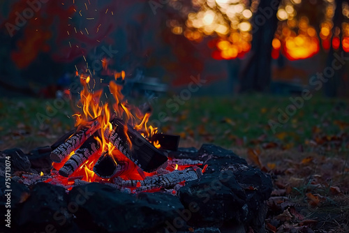 Develop a mottled background that captures the warm, inviting glow of a campfire on a cool autumn night, with oranges, reds, and yellows 