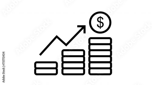 Animated graph with arrow value dollar currency increase