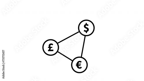 Animated types of currency on a white background motion graphics