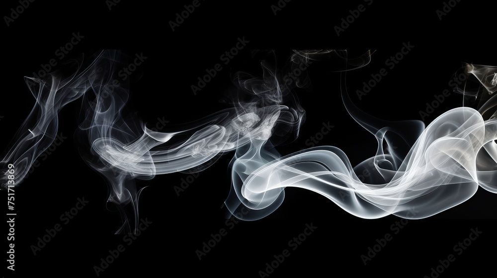 Collection of White Smoke on Black Background Collection of White Smoke on Black Background