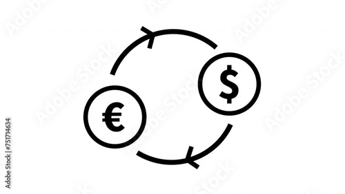 Animated currency exchange icon Dollar to Euro