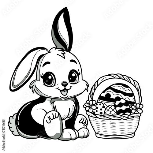 Vector illustration of a pretty easter bunny on white separate background photo
