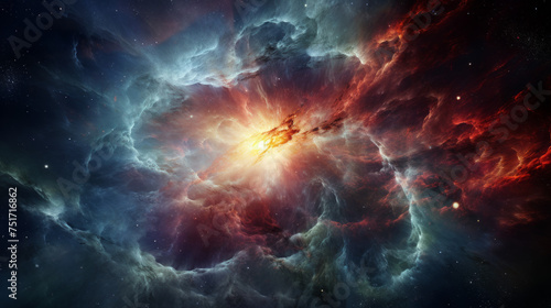 A captivating scene showing a nebula bursting with light and vibrant colors within the cosmos