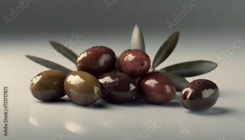 greek kalamata olives on white background