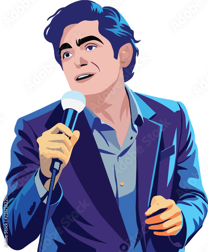 Charismatic male singer with microphone