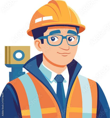 Professional surveyor with theodolite illustration-