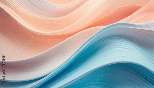 abstract background with smooth waves in light blue and pastel pink peach orange tones soft elegant wallpaper background