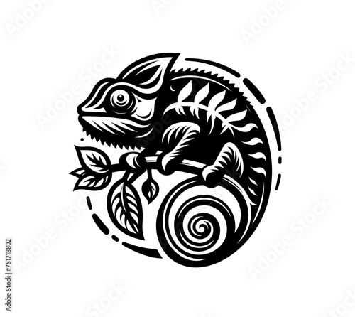 Beautiful Chameleon in nature isolated vector illustration