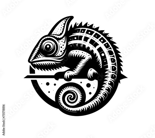 Beautiful Chameleon in nature isolated vector illustration