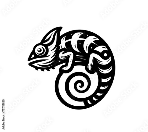 Beautiful Chameleon in nature isolated vector illustration