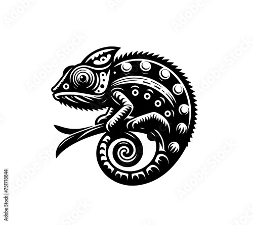Beautiful Chameleon in nature isolated vector illustration