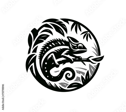 Beautiful Chameleon in nature isolated vector illustration