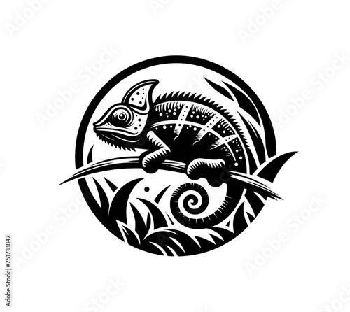 Beautiful Chameleon in nature isolated vector illustration