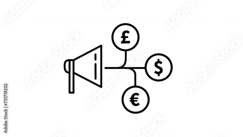 Illustration of a microphone and currency of the country animated