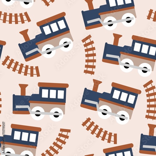 Seamless pattern with trains