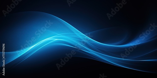 Light blue glowing abstract ray spotlight wave dark grainy background black noise texture banner design