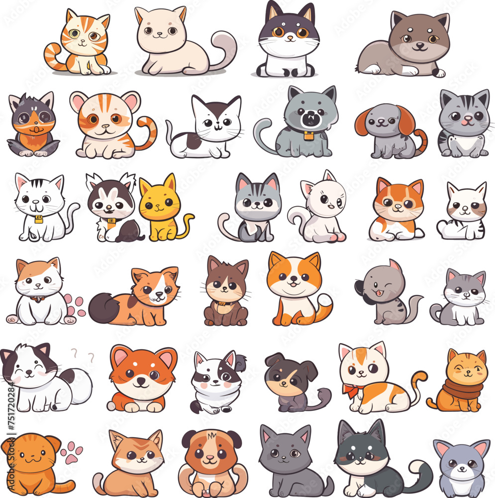 Isolated variety of pets Isolated variety of pets