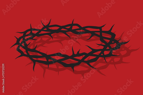 black crown of thorns image isolated on red background