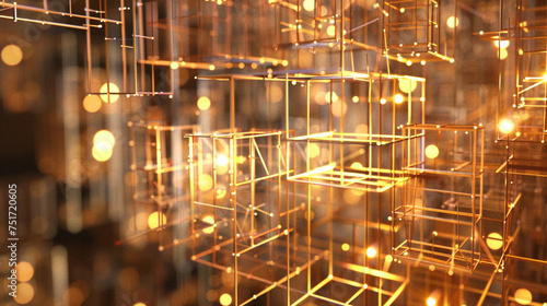 Intersecting lines and luminous nodes create an exquisite lattice of digital craftsmanship.
