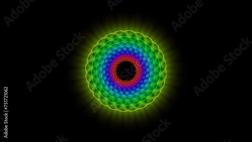 Mandala, colorful rotating circle, background animation, pulsar,