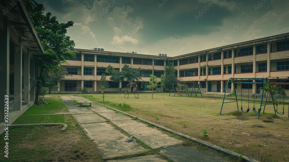 eerie empty school campus