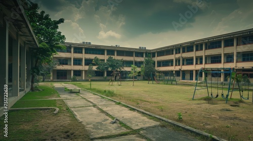eerie empty school campus