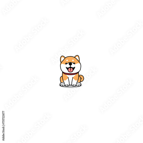 Cute shiba inu dog sitting cartoon, vector illustration