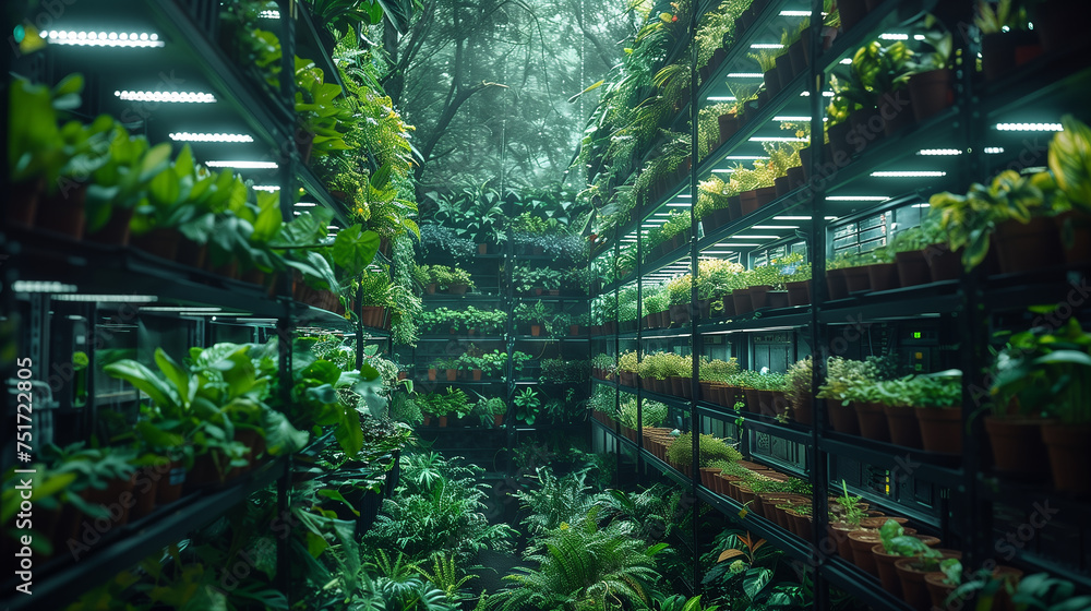 In contemporary greenhouse, verdant plants and crisp vegetables thrive In contemporary greenhouse, verdant plants and crisp vegetables thrive