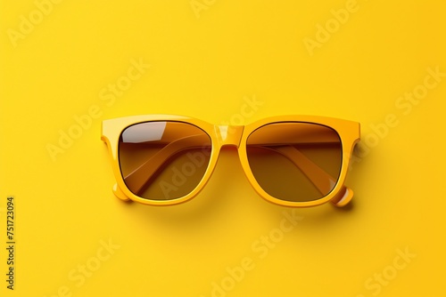 a yellow sunglasses on a yellow background