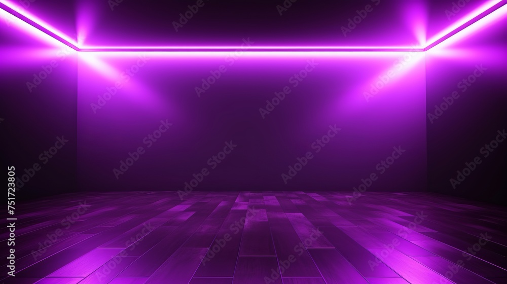 Empty Room Background with Spotlights and Abstract Purple Neon Glow Empty Room Background with Spotlights and Abstract Purple Neon Glow