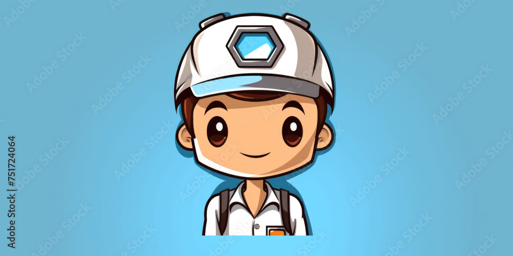 A worker mascot for a futuristic manufacturing company A worker mascot for a futuristic manufacturing company