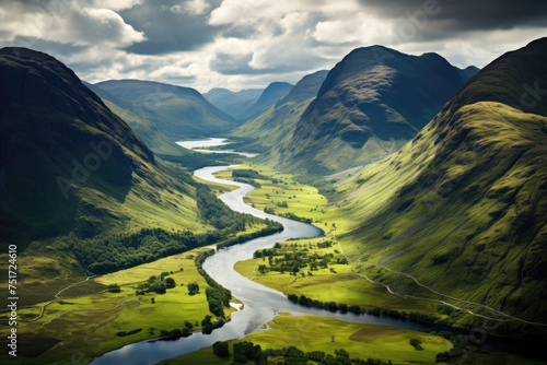 Aerial View of Glencoe and the Mountains