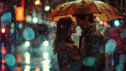 wet couple in rain