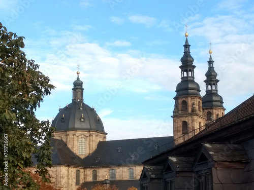 View of Fulda Cathedral, Hesse, Germany. Historical European city. 